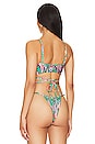 view 3 of 4 Wave Bikini Top in Green Multi