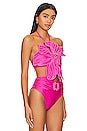 view 2 of 5 X Alessandra Ambrioso Beaded Flower Bikini Top in Flamingo