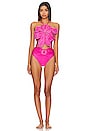 view 4 of 5 X Alessandra Ambrioso Beaded Flower Bikini Top in Flamingo