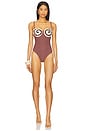 view 1 of 3 Merian Knit Embroidered One Piece in Brown