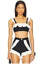 view 1 of 4 Merian Knit Flutter Color Block Bikini Top in Black