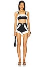 view 4 of 4 Merian Knit Flutter Color Block Bikini Top in Black