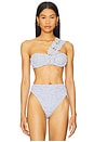 view 1 of 5 Papillon Jacquard One Shoulder Bikini Top in Blue