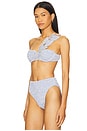 view 2 of 5 Papillon Jacquard One Shoulder Bikini Top in Blue