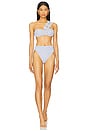 view 4 of 5 Papillon Jacquard One Shoulder Bikini Top in Blue