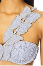 view 5 of 5 Papillon Jacquard One Shoulder Bikini Top in Blue