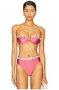 view 2 of 6 Seashell Lycra Embroidered Bikini Top in Pink