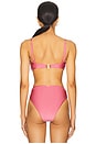 view 4 of 6 Seashell Lycra Embroidered Bikini Top in Pink