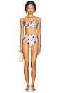 view 4 of 5 Lily Flower High Waist Bikini Bottom in Blue