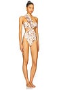 view 2 of 3 Botanic Retro Flower Applique One Piece in Off White