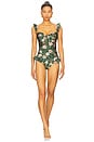 view 1 of 4 Botanic Retro Flutter One Piece in Dark Green