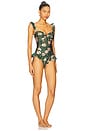 view 2 of 4 Botanic Retro Flutter One Piece in Dark Green