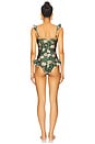 view 3 of 4 Botanic Retro Flutter One Piece in Dark Green