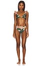 view 4 of 4 Botanic Retro High Waist Bikini Bottom in Dark Green