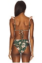 view 3 of 4 Botanic Retro Bikini Top in Dark Green