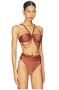 view 2 of 5 x Camila Coelho Golden Lune Halterneck Bikini Top in Copper