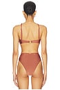 view 3 of 5 x Camila Coelho Golden Lune Halterneck Bikini Top in Copper