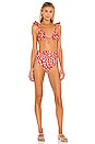view 4 of 4 Spotted Ruffle Bikini Top in Red & Cream