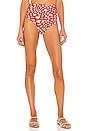 view 1 of 4 Spotted High Waist Bikini Bottom in Red & Cream
