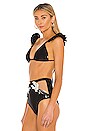 view 2 of 4 Ruffle String Bikini Top in Black