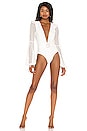 view 1 of 3 Plunge Long Sleeve Swimsuit in White