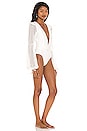 view 2 of 3 Plunge Long Sleeve Swimsuit in White