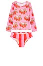 view 1 of 4 Girls Rash Guard Set in Pink Wild Strawberries