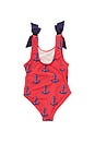 view 2 of 3 Girls Shelly One Piece Swimsuit in Red Nautical