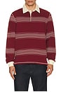 view 1 of 4 Editor Striped Rugby Polo in Burgundy