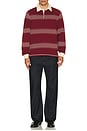 view 3 of 4 Editor Striped Rugby Polo in Burgundy