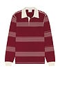 view 4 of 4 Editor Striped Rugby Polo in Burgundy