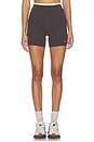 view 1 of 6 Stellar 5 Inch Biker Short in Coffee & Whisper White