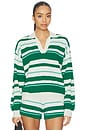 view 1 of 4 Retreat Stripe Collar Knit Pullover in College Green Stripe