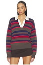 view 1 of 4 Retreat Stripe Collar Knit Pullover in Strawberry Stripe