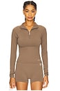 view 1 of 5 Routine Quarter Zip Long Sleeve Top in Walnut
