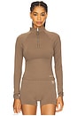 view 2 of 5 Routine Quarter Zip Long Sleeve Top in Walnut