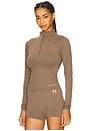 view 3 of 5 Routine Quarter Zip Long Sleeve Top in Walnut
