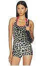 view 1 of 4 Radar Halter Tank Top in Leopard & Diva Pink