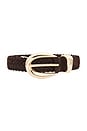 view 3 of 3 CINTURÓN BRAIDED in Dark Brown Suede & Gold