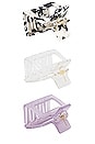 view 2 of 2 Hair Clip Set in Clear, Purple, & Cow