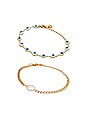 view 3 of 4 Evil Eye & Pearl Bracelet Set in Gold