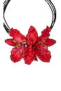 view 2 of 2 Orchid Flower Necklace in Red & Black