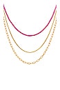 view 2 of 2 Layered Enamel Necklace in Pink & Gold