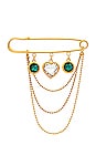 view 1 of 2 Mini Gem Chain Brooch in Gold