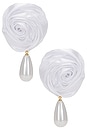 view 1 of 2 Rosette Pearl Drop Earrings in White
