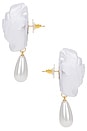 view 2 of 2 Rosette Pearl Drop Earrings in White
