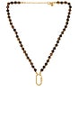 view 1 of 2 Beaded Carabiner Necklace in Tiger's Eye & Gold