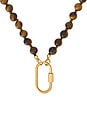 view 2 of 2 Beaded Carabiner Necklace in Tiger's Eye & Gold