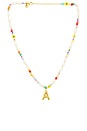 view 1 of 3 Beaded Pearl Bubble Initial Necklace in Multi