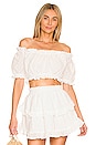 view 1 of 4 Quinn Crop Top in White Checks Eyelet